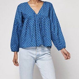 FAHERTY Lyla Top Indigo Gobi Floral Size Medium